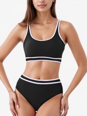 Amazon Black Bikini Set with White Trim